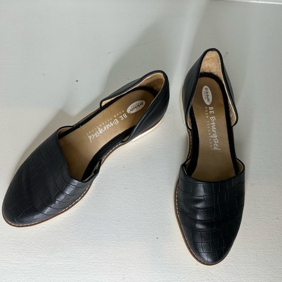 Dr. Scholls Black Faux Croc D'Orsay Flats Slip On - Size 7.5M - Picture 6 of 9
